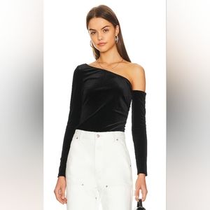 L’Agence Hattie One Shoulder Velvet Top, Size XS